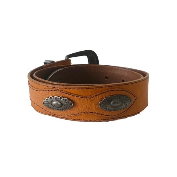 Vintage Tequila Leather Waist Belt Size 26-28 Tan Bohemian Western Rodeo